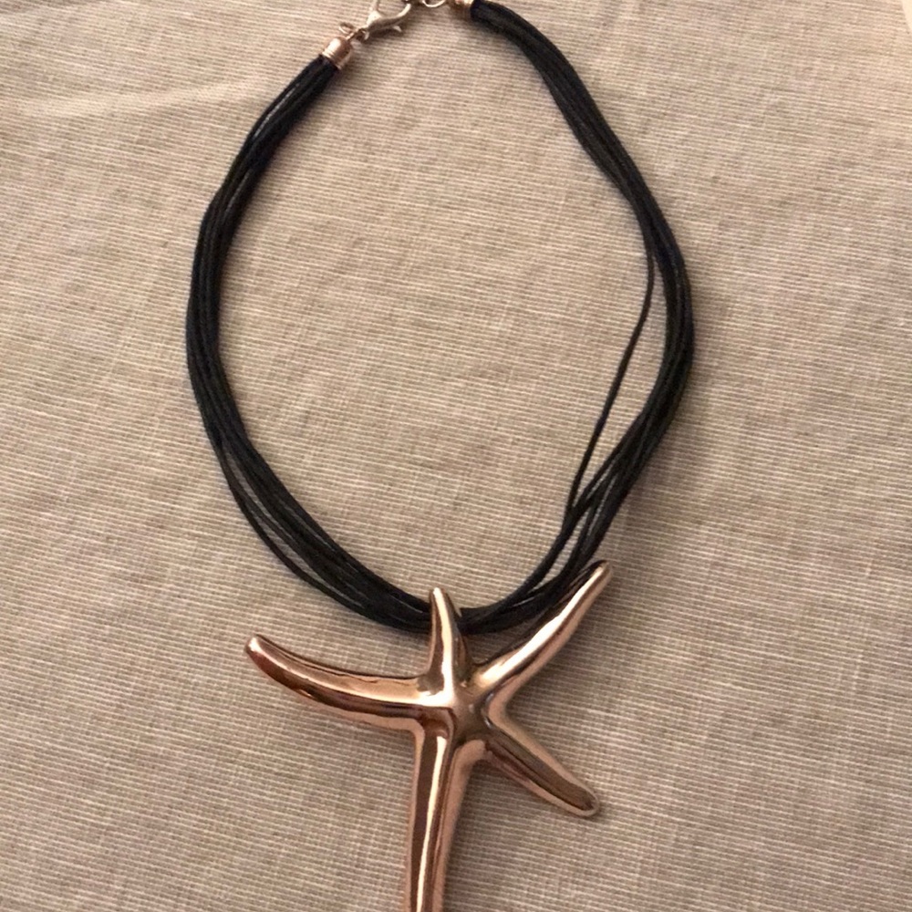 Starfish Necklace Gold Plated / Leather choker I